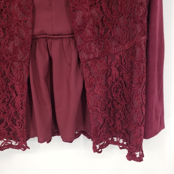 Chico's Lace Front Faux Suede Blazer Jacket 0 S 4 Women's Cranberry Red - Picture 6 of 9
